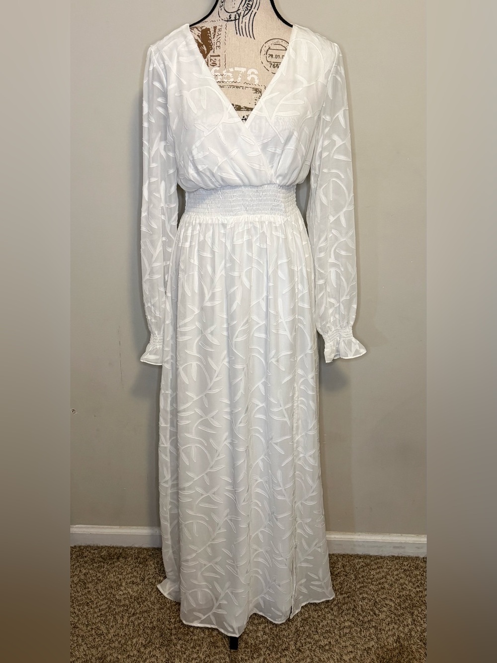 Baltic Born White Maxi Dress with Smocked Waist - Size M